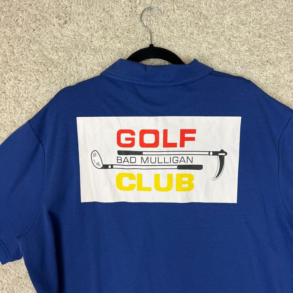 Bad Mulligan Golf Polo Shirt Mens 2XL Blue Short Sleeve Preppy Sports UV Wicking
